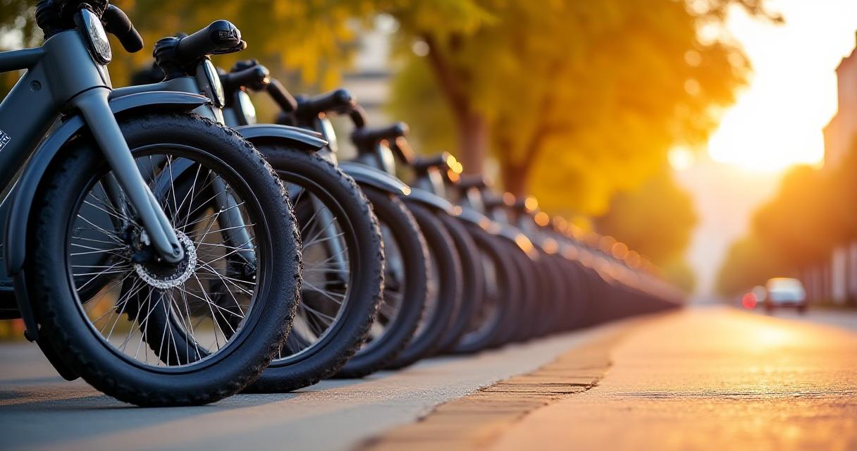 Biciclette e monopattini elettrici pronti per il noleggio a Roma